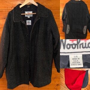 Men’s vintage Woolrich wool car coat Made in USA hooded parka Mens L